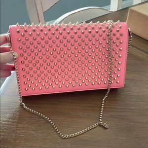 EUC Christian Louboutin Leather Paloma Studded Pink Chain Bag